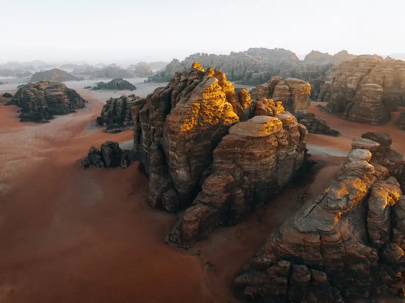 Sandstone formations at AlUla at sunset
