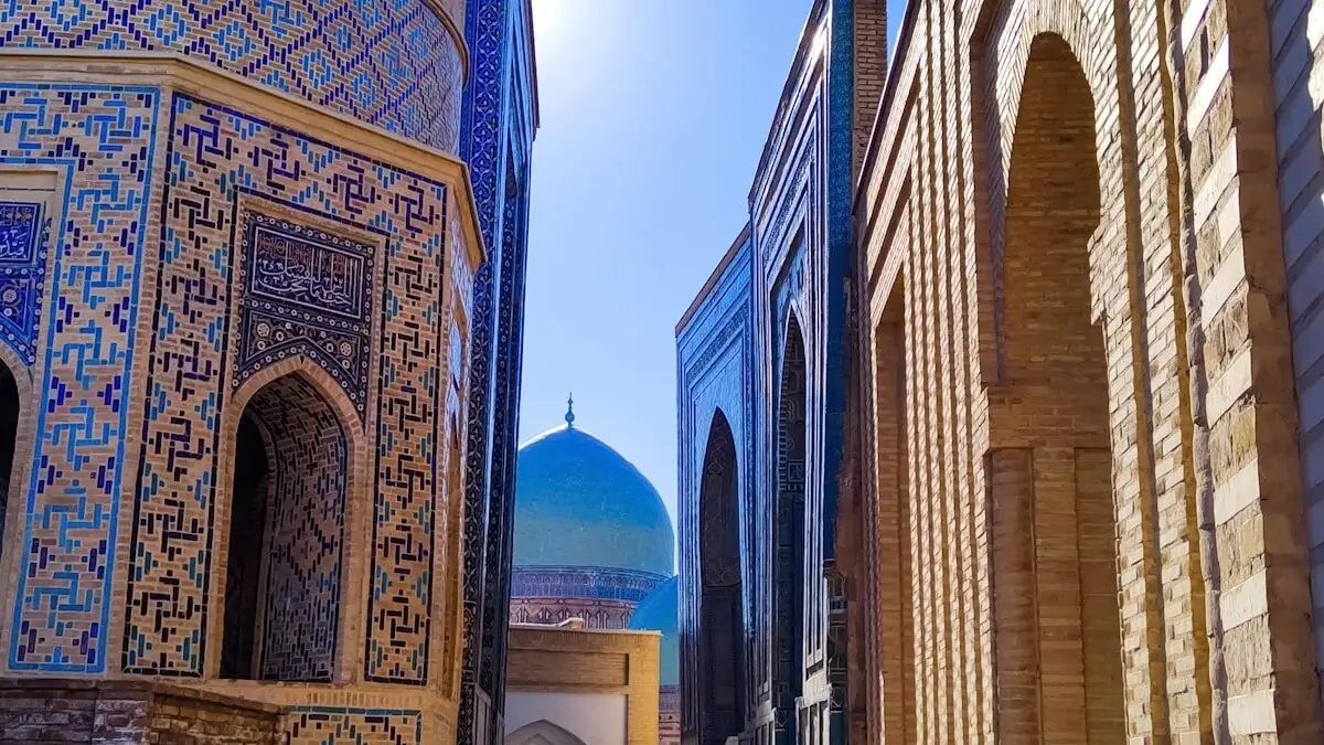 Shah-i-Zinda necropolis with blue and turquoise tilework