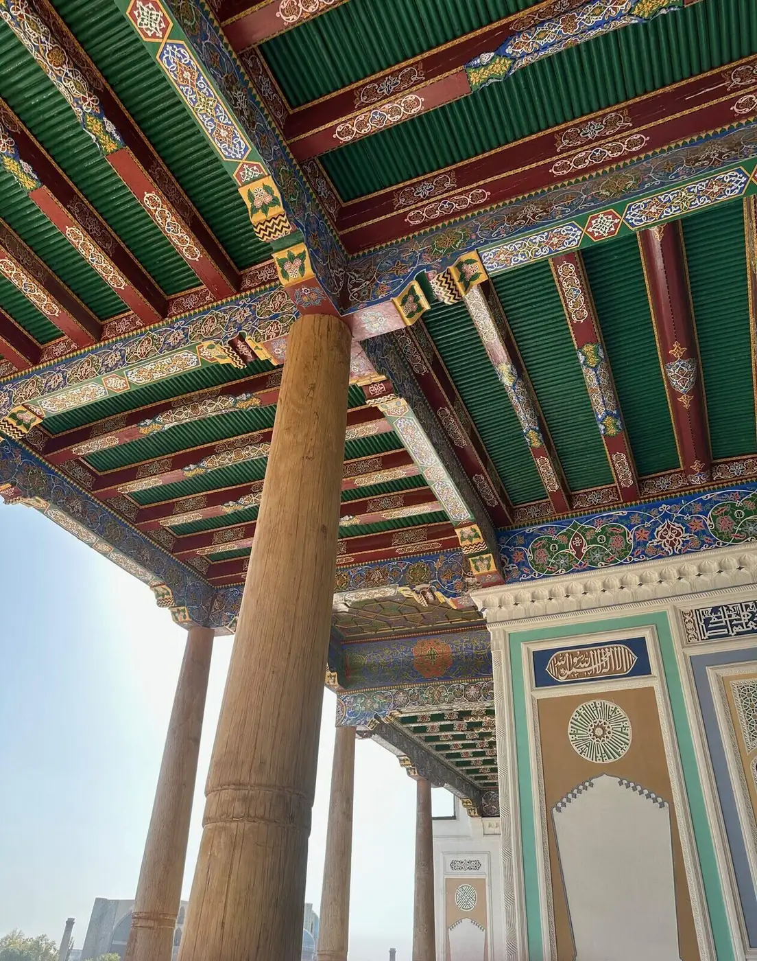 Carved wooden iwan ceiling, Samarkand